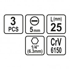 65481 STHOR Set 3 biti profil lat SL5, prindere he..